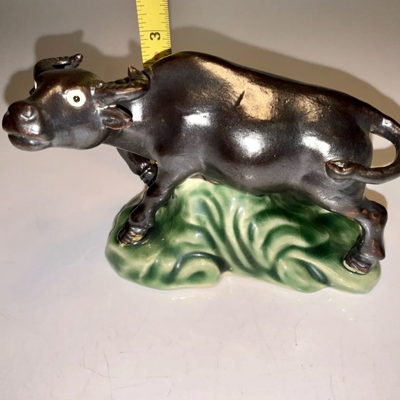 Vintage Beautiful Chinese Rare Ceramic Black Bull Ox Statue - Picture 11 of 11